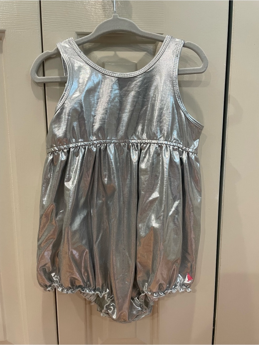 Silver Metallic Bubble Romper Dress